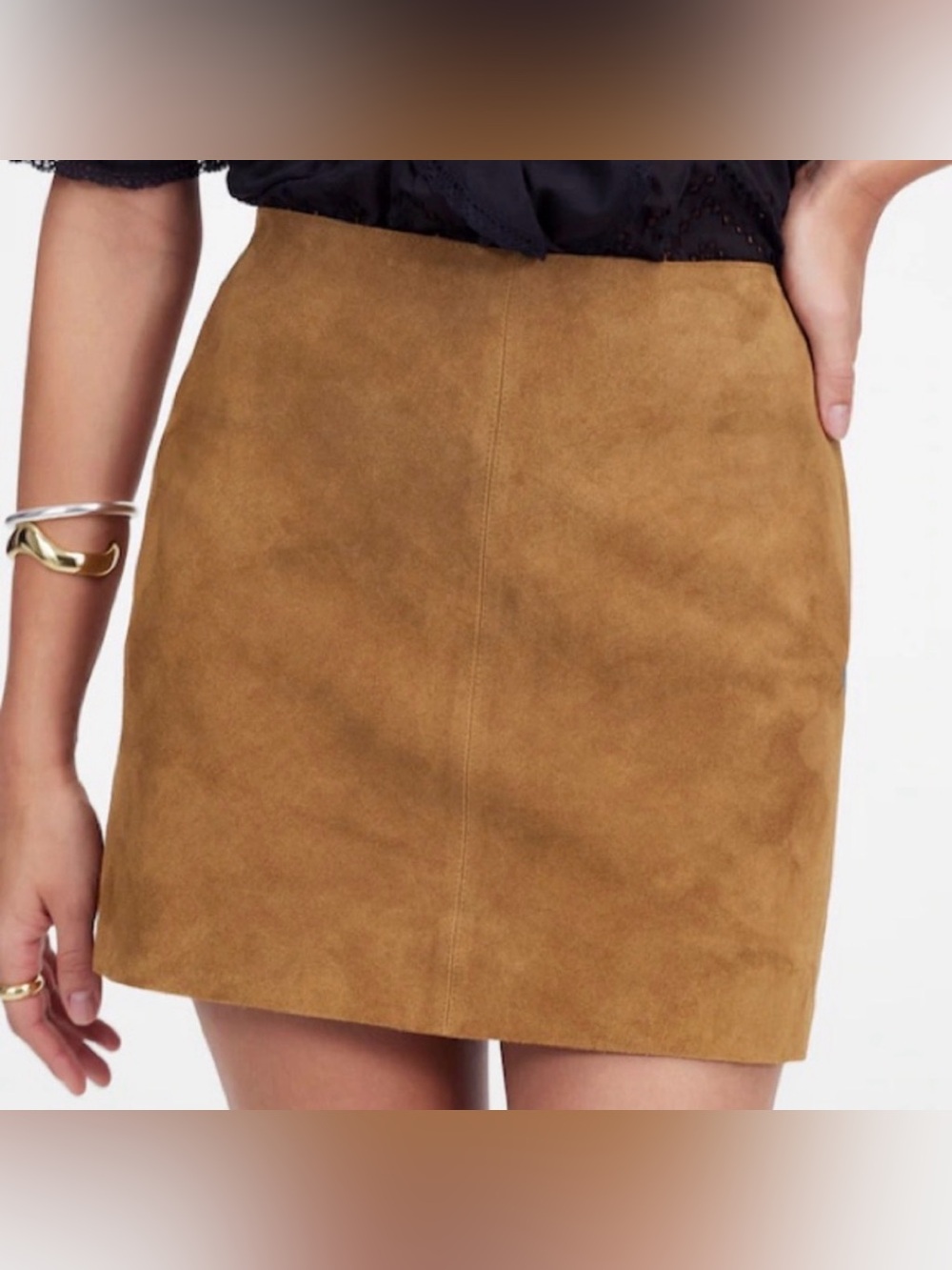 Madewell Suede Mini Skirt in Aged Congac
